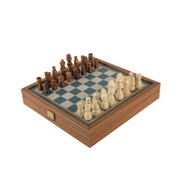 Šachy a Vrhcáby Tyrkys, souprava 2v1 velikost 27x27 cm