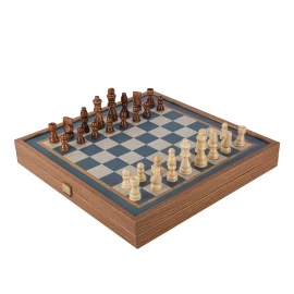 Schachspiel und Backgammon Set Türkis, 2-in-1-Set, Größe 41x41 cm