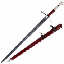 Gotický dlouhý meč typ XVIa s hlavicí rybí ocas a zdobenou pochvou