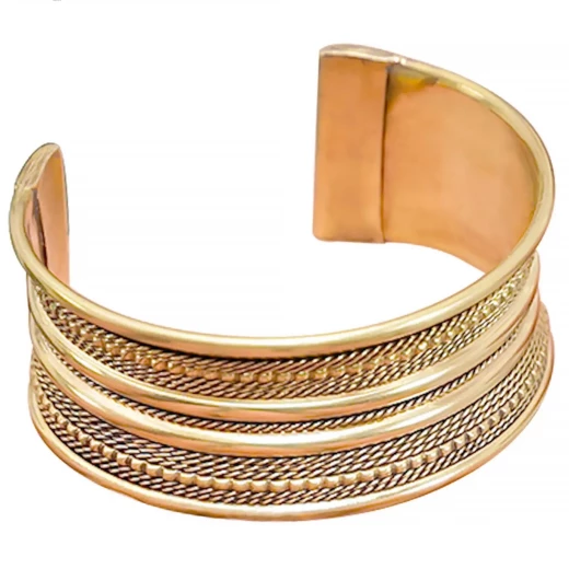 Wikinger Armreif aus Messing mit geflochtenem Muster, 2,5 cm breit