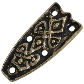 Frühmittelalterlicher Messing Riemenendbeschlag mit keltischem Knotenkreuz - Outlet