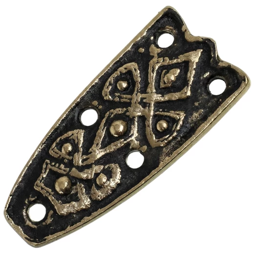 Frühmittelalterlicher Messing Riemenendbeschlag mit keltischem Knotenkreuz - Outlet