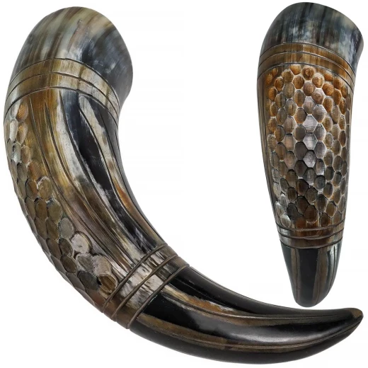 Wikinger Trinkhorn mit Wabengravur, 500-600 ml - Outlet