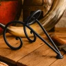 Hand-Forged Iron Drinking Horn Stand with Spiral Decorations