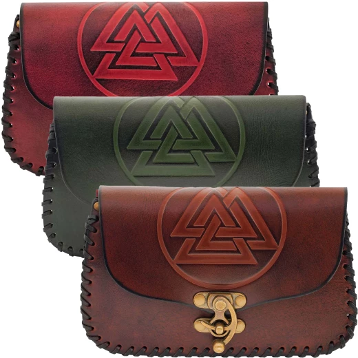 Nordische Gürteltasche aus Leder mit Valknut-Symbol - Outlet