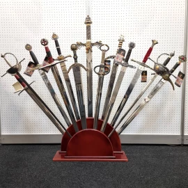 Wooden Display Stand for 13 Swords, "Armory" Style