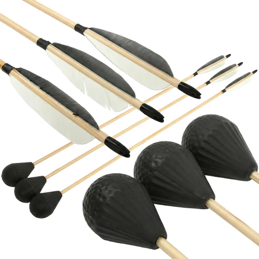 Wooden LARP Arrow Lightning with Padded Safety Head and Natural Fletching - Outlet