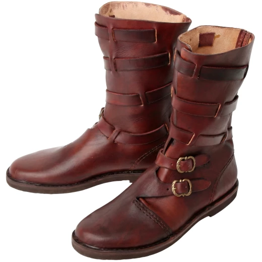 Polovysoké kožené historické boty Vévoda s přezkami