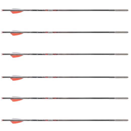 AXE Micro .166 Carbon-Armbrustbolzen, rote Befiederung, 6er-Set - Outlet