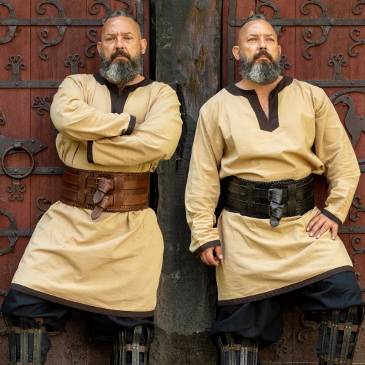 Wide Barbarian Leather Belt with Celtic Knots and Brass Buckles - Outlet