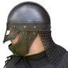 Brünierter Fantasy Wikinger LARP Brillenhelm Rabe mit Kettenbrünne