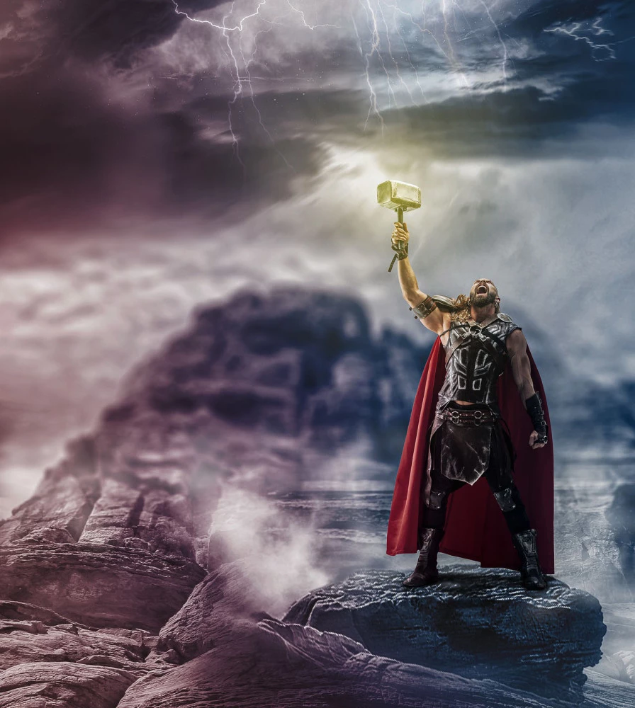 Thor and his legendary hammer Mjolnir