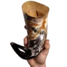 Hand-Engraved Tribal Face Drinking Horn, 500-600ml - Outlet