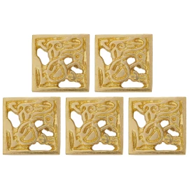 Perforated Ancient Rome Square Brass Belt Plates, Set of 5 - Outlet