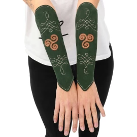 Delicate ladies leather arm cuffs with Triskelion