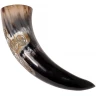 Hand-Carved Viking Drinking Horn with Skull Cross, 500-600 ml