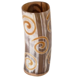 The Pyrographed Spiral Bovine Horn Drinking Cup 250ml - Outlet