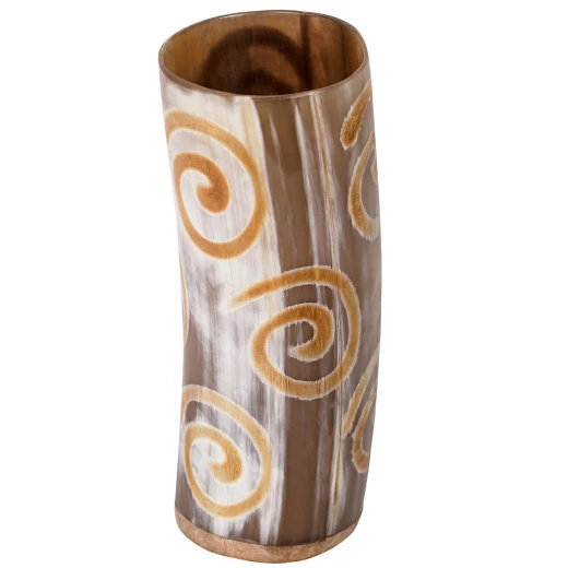 Nordischer Hornbecher mit handgebrannten Spiralmotiven 250ml - Outlet