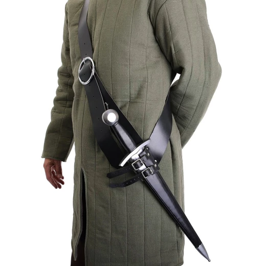 Leder-Bandolier für das Schwert mit Ringschnalle, schwarz