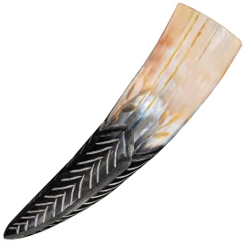 Drinking Horn with Engraved Botanical Motif