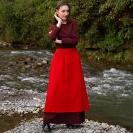 Mittelalter Schürze aus Baumwolle – Natur oder Rot, für LARP & Reenactment - Outlet