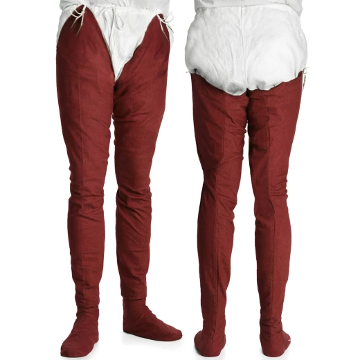 Bavlněné dělené nohavice, 12. – 14. století, červené