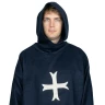 Kurze Mittelalter Ordenskutte mit Kreuz und Kapuze aus Baumwollduftin