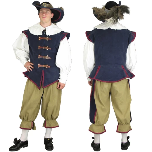 Frühbarockes Musketier-Kostüm John aus schwerer Baumwolle und Leinen - Outlet