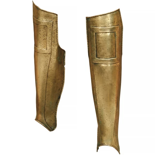 Antike spartanische Beinschienen aus patiniertem Baustahl - Outlet