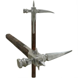 Gotischer Streithammer Rabenschnabel mit Dornen und Holzschaft