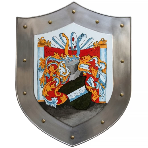 Custom Hand-Painted Gothic Heater Shield with Family Coat of Arms