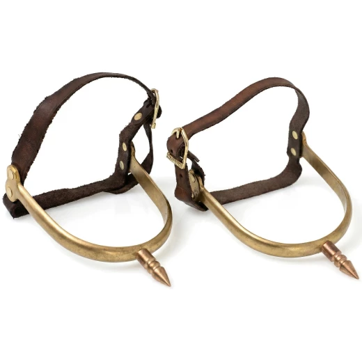 Gothic Brass Prick Spurs with Leather Straps - Outlet
