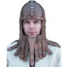 Normanská kožená helma s šupinatým nápletem