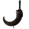 Scales Design Burnt Effect Drinking Horn with leather holder