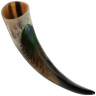 Drinking horn with peacock feather decoration