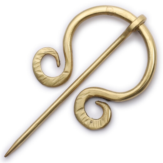 Brass Brooch with Rolled Ends