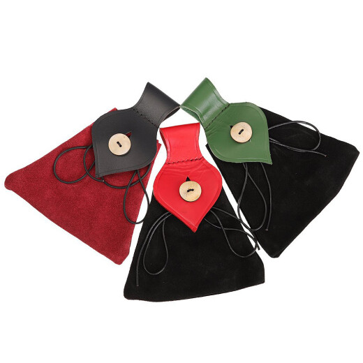 Medieval Pouch-Bag Red and Black with Horn Button