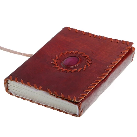 Lederbuch Notizbuch Tagebuch mit Stein