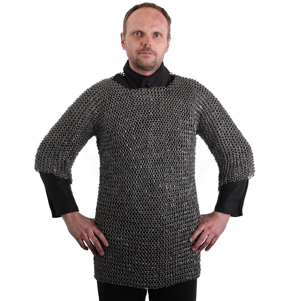 Medieval Chainmail Shirt Blackend 10mm Butted Chain Mail Costume