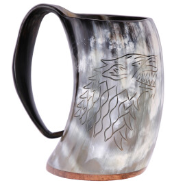 House Stark Sigil Hand Engraved Game of Thrones Drinking Horn Tankard
