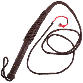 Leather Whip with Brass Rivets on the Handle brown 246cm