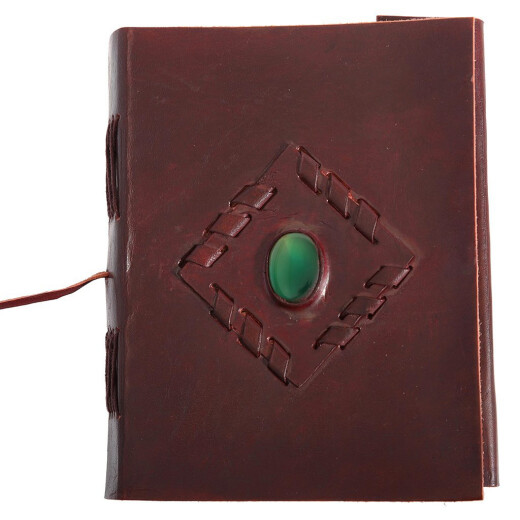 Leather-Bound Journal with Inset Stone