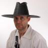 Černý kožený klobouk Fedora