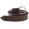 Viking belt with circular buckle and burnt knotted circular pattern