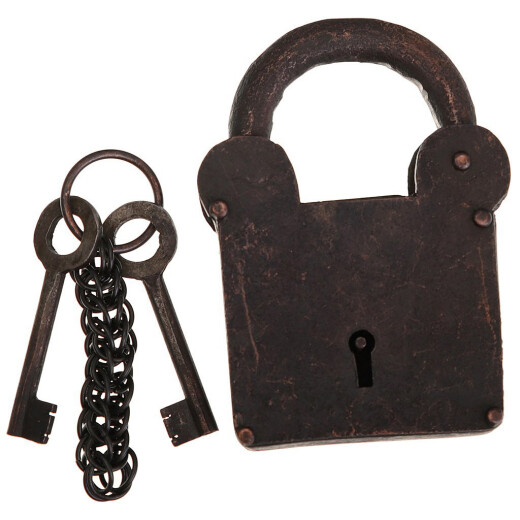 Medici Padlock Iron with Chainmail Keychain & Two Keys