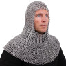 Aluminum Chainmail Coif made of riveted round rings alternating with flat solid rings