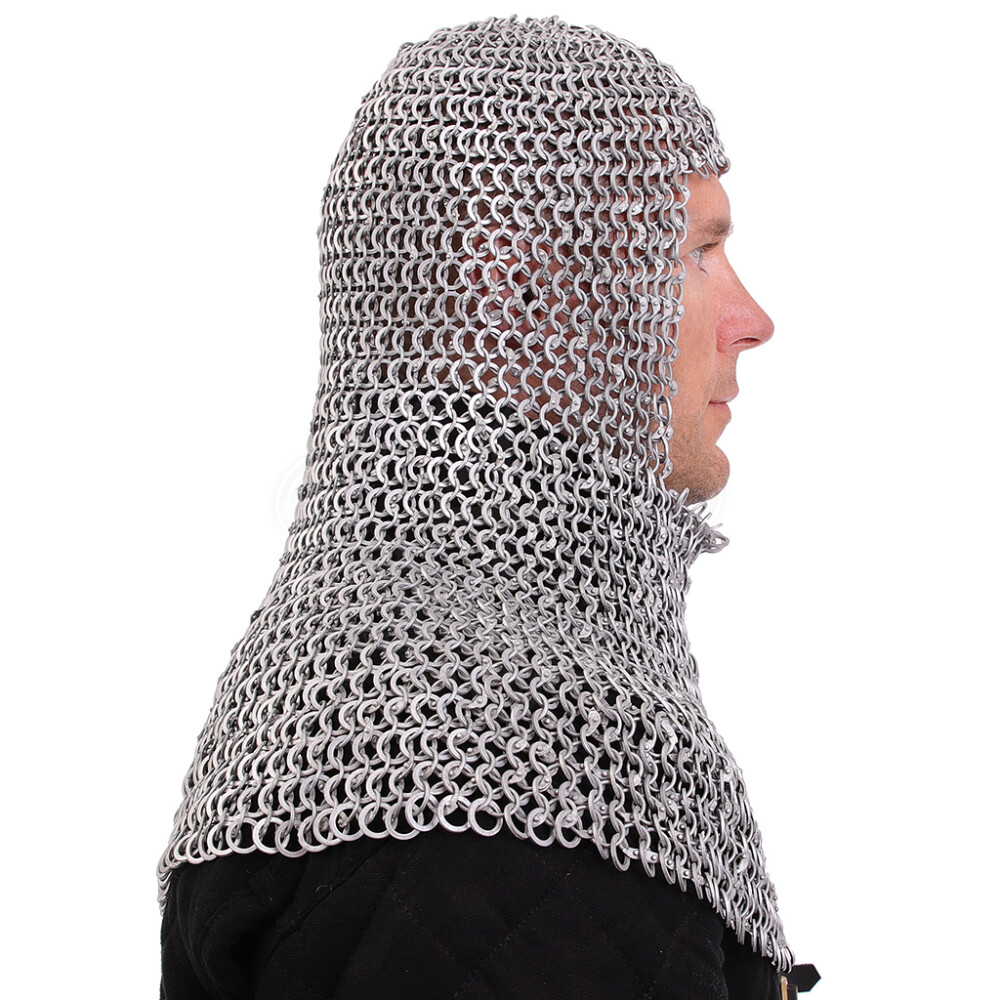Aluminum Chainmail Coif made of riveted round rings alternating with ...