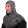 Chainmail Coif, round riveted rings with round rivets, combined with solid flat rings