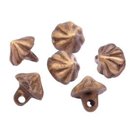 Brass cone knobs with antiques finish, 6 pcs