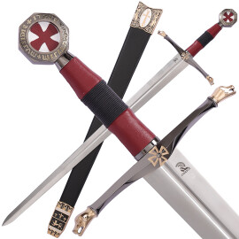 Křižácký meč Knights Of Heaven s černěnou záštitou a hlavicí
